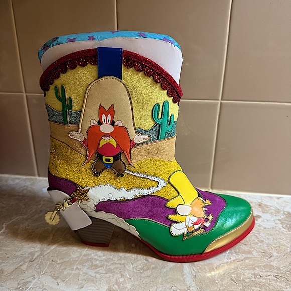 IRREGULAR CHOICE X LOONEY TUNES BEEP! BEEP! COWBOY BOOTS Size 9 NEW IN BOX - Picture 5 of 9